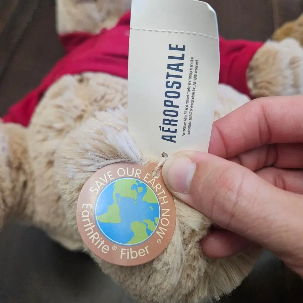 Aeropostale Collectible Teddy Bears Lot‎ of 2 Red Hoodie Plush Y2K NEW Holiday